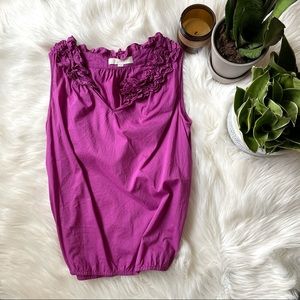 The Loft Purple Top with Ruffles